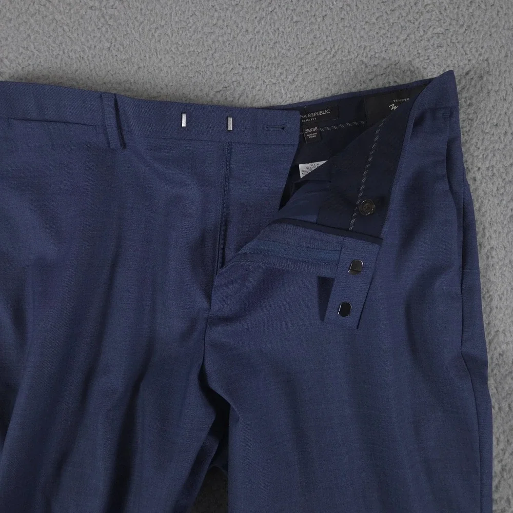 Banana‎ Republic Pants Mens 35x36 Blue Slim Fit Marzotto Wool Trousers Slacks